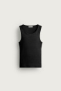 Zara БАЗОВАЯ МАЙКА ИЗ ТКАНИ В ПОЛОСКУ черного цвета