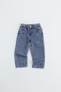 Zara ПРЯМЫЕ ДЖИНСЫ С ВЫШИВКОЙ FRUIT OF THE LOOM синего цвета