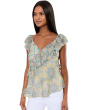 Flutter Sleeve Draped Woven Blouse