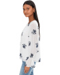 Embroidered Long Sleeve Smocked Cuff Blouse