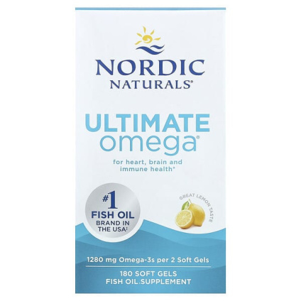 Nordic Naturals, Ultimate Omega®, омега-3 кислоты, со вкусом лимона, 180 капсул (640 мг в 1 капсуле)