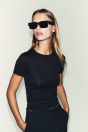 Zara Минималистичная ФУТБОЛКА С КОРОТКИМИ РУКАВАМИ черного цвета