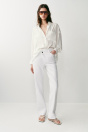 Zara ДЖИНСЫ Z1975 ПРЯМЫЕ С ВЫСОКИМ ПЕРЕКРЕЩЕННЫМ ПОЯСОМ БЕЛОГО ЦВЕТА.