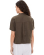 Organic Handkerchief Linen Mandarin Collar Short Sleeve Shirt
