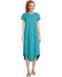 Short Sleeve Maxi Shirttail Crew Neck Dress