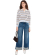 Morgan Mid-Rise Cuffed Crop Wide Leg Jeans With Trim 30" Inseam