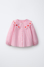 Zara ПОЛОСАТАЯ БЛУЗКА-РУБАШКА С ВОРОТНИКОМ-БАБОЧКОЙ И КРАСНЫМ СЕРДЕЧКОМ