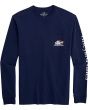 Vineyard Vines Мужская футболка Santa Whale List с длинным рукавом и карманом