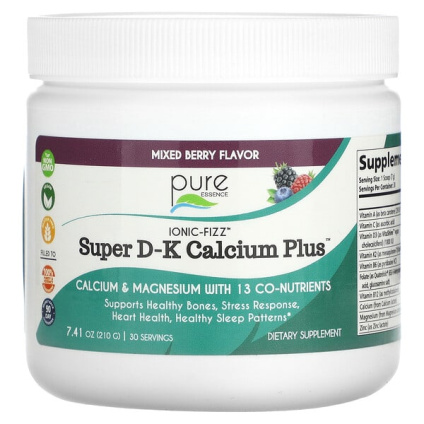 Pure Essence, lonic-Fizz™, Super DK Calcium Plus™, со вкусом ягодного ассорти, 210 г (7,41 унции)