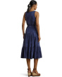Print Belted Slub Jersey Tiered Dress