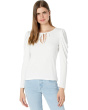 Ribbed Puff Long Sleeve Front Tie Top