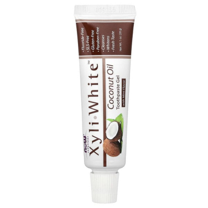 NOW Foods, Solutions, XyliWhite™, зубная паста-гель, кокосовое масло, мята, 28 г (1 унция)