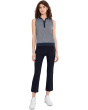 Sleeveless Scarf Geo Print Rib Collar Polo