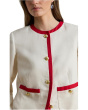 Petite Two-Tone Linen-Blend Twill Blazer