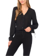 V-Neck Button Front Long Sleeve Top