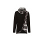 Sweatshirt m. karierten Jersey-Eins_tzen, schwarz-gemustert