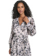 V-Neck Long Sleeve Chiffon Midi