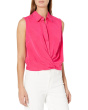 Renata Front Twist Sleeveless Blouse w/ Collar