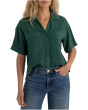 Brianna - Boxy Button Front Shirt with Short Sleeve & Pocket