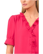 Short Puff Sleeve Button Down Ruffled Top