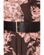 Short Sleeve Floral Commuter Belted A-Line Midi