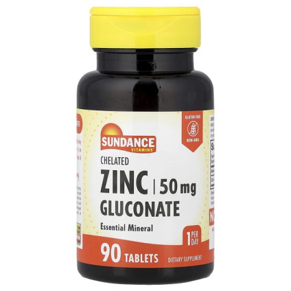 Sundance Vitamins, хелатный глюконат цинка, 50 мг, 90 таблеток