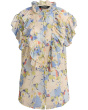 Floral Ruffle-Trim Georgette Shirt