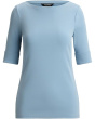 Stretch Cotton Boatneck Top