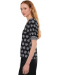 Elbow Sleeve Shirred Crew Neck Knit Top