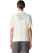Cotton Silk Cord Short Sleeve Johnny Collar Sweater