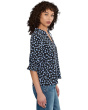 Elbow Sleeve Split-Neck Blouse