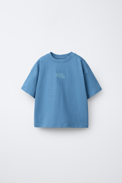 Zara ФУТБОЛКА С НАДПИСЬЮ ИЗ ХЛОПКА И ЛЬНА 503614074-427-18