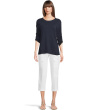 Enzyme Wash Jersey - Crew Neck Ruched Sleeve Tee