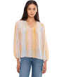 Tie Neck Shirring Long Sleeve