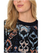 Petite Long Sleeve Crew Neck Dropped Shoulder Jacquard Sweater