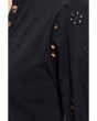 Elbow Puff Sleeve Mixed Media Lace Top