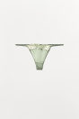 Zara ШЕЛКОВЫЕ СТРИНГИ С КРУЖЕВАМИ светло-зеленого цвета