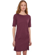 Elbow Sleeve Below The Knee Shirred Dress