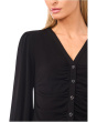Long Sleeve V-neck Shirred Button Down Knit