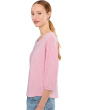 3/4 Shirred Sleeve Open Crew Neck Tee