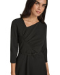 Scuba Crepe Asym Rouched Neck Midi With Belt