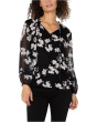 Long Sleeve Popover Shirred Woven Blouse