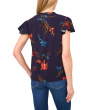 V-neck Shirred Neck Flutter Sleeve Blouse