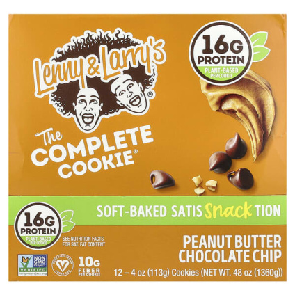 Lenny & Larrys, The COMPLETE Cookie, арахисовая паста с шоколадной крошкой, 12 видов печенья, 113 г (4 унции)