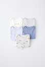 Zara БОДИ ИЗ 5 КОМПЛЕКТОВ С синим автомобильным принтом