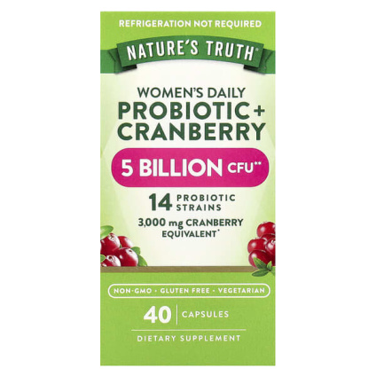 Natures Truth, Женский пробиотик + клюква, 40 вегетарианских капсул