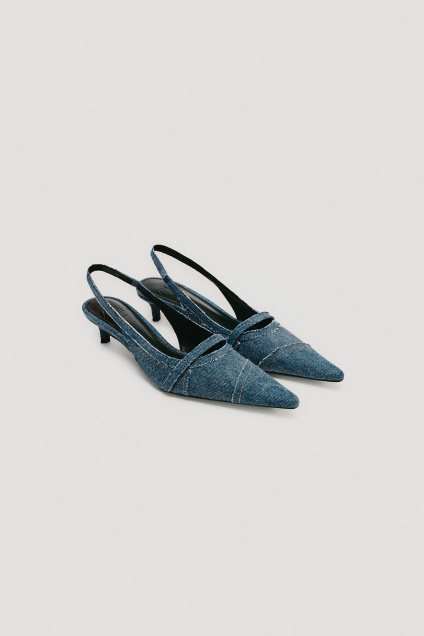 Zara ДЖИНСОВЫЙ КОМБИНЕЗОН SLINGBACK KITTENHEEL - ОГРАНИЧЕННАЯ СЕРИЯ 500494629-017-36