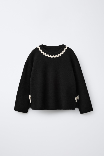 Zara ВЯЗАНЫЙ СВИТЕР С ВОЛНИСТОЙ ОТДЕЛКОЙ 510692905-800-18