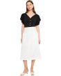 V-Neck Button Front Flutter Sleeve Top