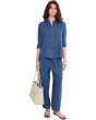 Washed Organic Linen Delave Ankle Pleated Lantern Pants